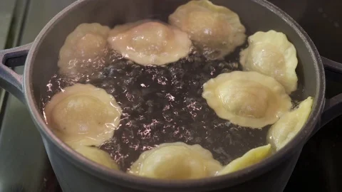 Cooking Ravioli Pasta Stock Footage 99411140