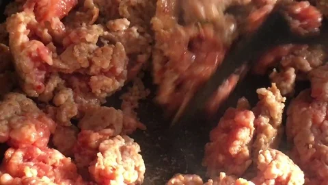 Cooking Raw Meat Close Up Video stock 77143122