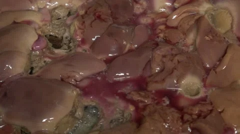 Cooking Raw Meat Stock Footage 53874784