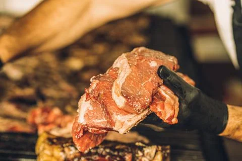 Cooking Raw Meat Stock Photos