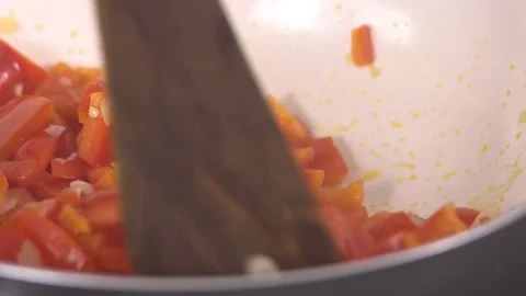 Cooking Red Bell Pepper Stock Footage 79107296