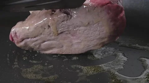 Cooking Red Meat in Pan Stock Footage 169612278