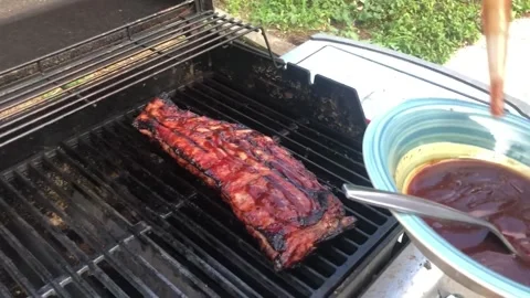 Cooking ribs on the grill Vídeos de archivo 172335788
