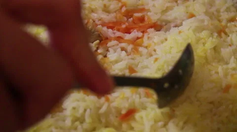 Cooking of rice Stock Footage