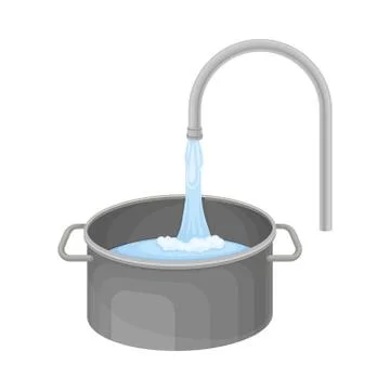 Cooking Rice Process with Pouring Tap Water in Cooking Pot for Boiling on Burner Stock Illustration