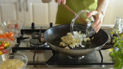 Cooking risotto recipe series 1 from 9 Stock Footage 38068674