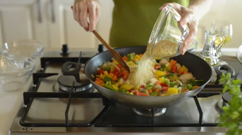 Cooking risotto recipe series 5 from 9 Stock Footage 38071068