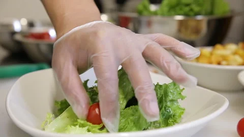 Cooking salad in the kitchen Stock Footage 107876568
