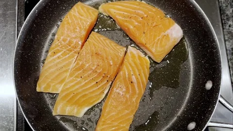 Cooking Salmon Filets Stock Footage 318545398