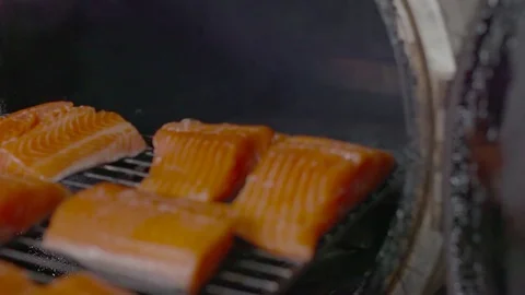 Cooking Salmon fillets Stock Footage 74092585