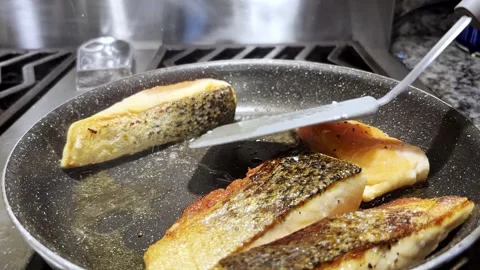 Cooking Salmon Fillets Stock Footage 318545480