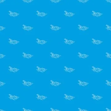 Cooking sausage on bbq pattern vector seamless blue Stock Illustration