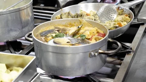 Cooking Seafood 4k Stock Footage 77250915