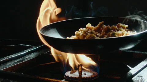 Cooking seafood rice chef's table style Stock Footage 308465159