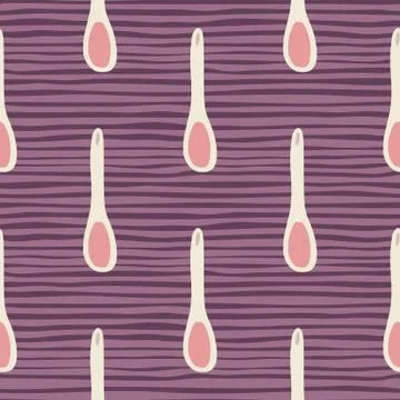 Cooking seamless pattern with hand drawn spoon elements. White and pink color 库存插图