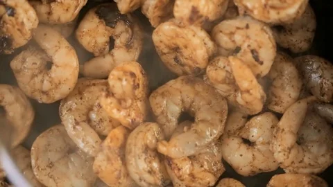 Cooking seasoned shrimp for chipotle shrimp tacos. Stock Footage