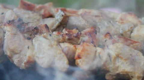 Cooking shashlik on the grill Video stock 60063445