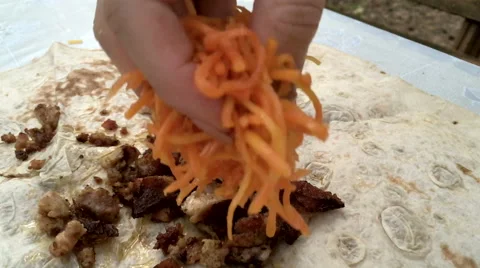 Cooking Shawarma in slow motion Stock Footage 67236792