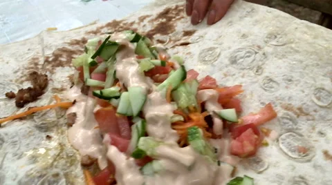 Cooking Shawarma in slow motion Stock Footage 67237692
