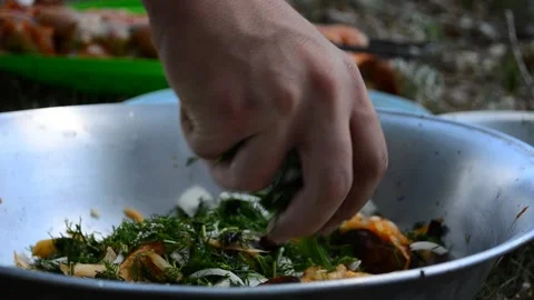 Cooking for shish kebab Stock Footage 126898161