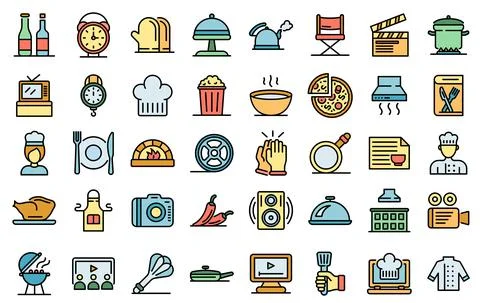 Cooking show icons vector flat Stock Illustration