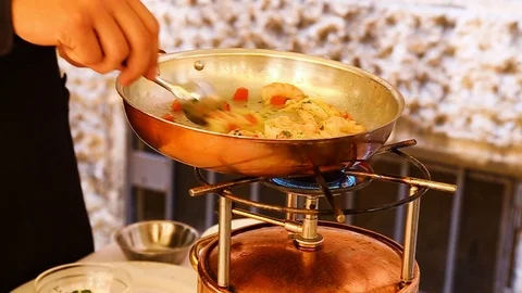 Cooking shrimp on the fire Stock Footage 106607120