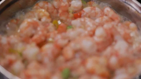 Cooking Shrimp in a Pot Video stock 122544097