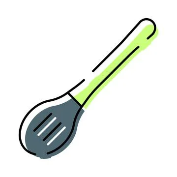 Cooking slotted spoon preparing culinary kitchen utensil icon Stock Illustration