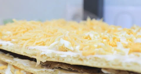Cooking a snack fish cake with cheese Video stock 145956534