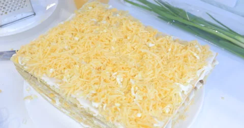 Cooking a snack fish cake with cheese Video stock 145956747