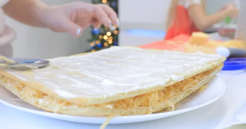 Cooking a snack fish cake with cheese Video stock 145956756