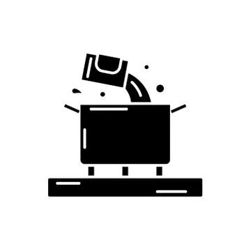 Cooking soup black icon, vector sign on isolated background. Cooking soup Stock Illustration