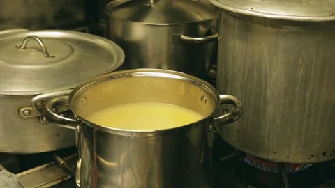 Cooking soup in a professional kitchen  Stock Footage 72976718