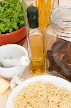 Cooking of spaghetti Stock Photos