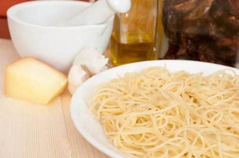 Cooking of spaghetti Stock Photos