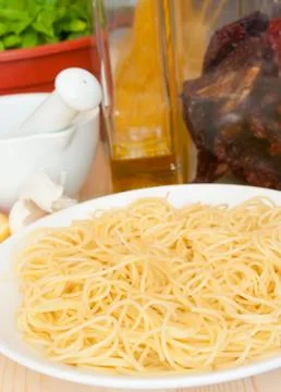 Cooking of spaghetti Stock Photos