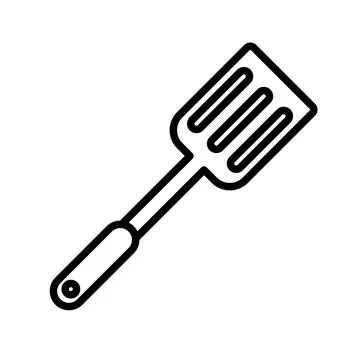 Cooking spatula icon linear logo mark in black and white Stock Illustration