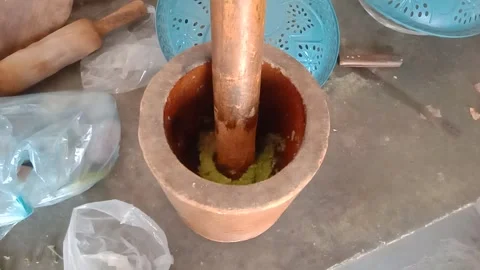 Cooking Spices Ground Into a Smooth Paste Stock Footage 346746755
