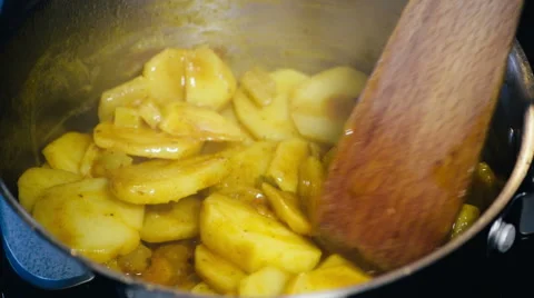 Cooking Spicy Potato Stock-Footage 49287019
