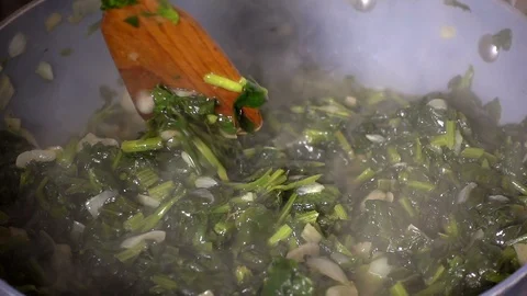 Cooking Spinach 2 Stock Footage 104898552