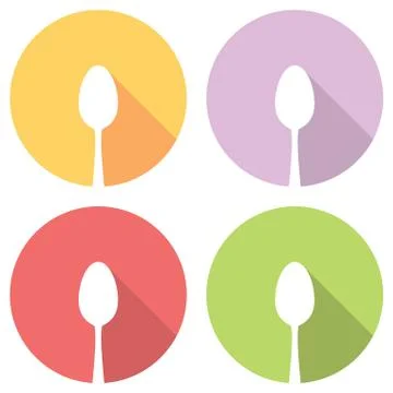 Cooking Spoon Flat Icons Set Stock Illustration