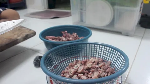 Cooking squid meat Stock Footage 276148524
