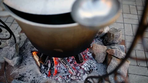 Cooking at the stake Stock Footage 87485280