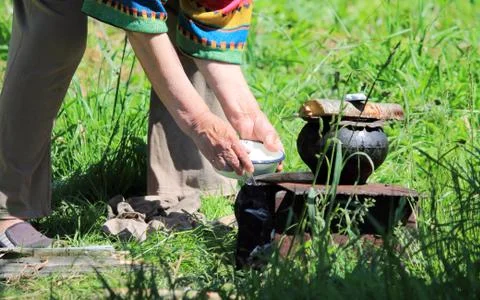 Cooking at the stake Foto stock