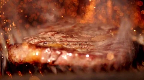 Cooking stake in slow motion Stock Footage 67866986