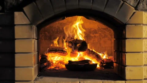 Cooking steak in a fire oven Video stock 125814147