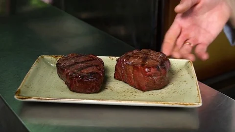 Cooking steaks, barbecue Video stock 83179206