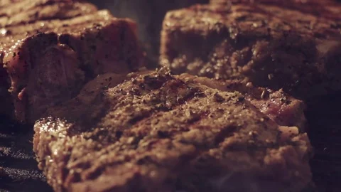 Cooking Steaks Stock Footage 79507693