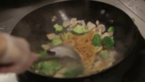 Cooking Stir Fry (Restuarant)  Stock Footage