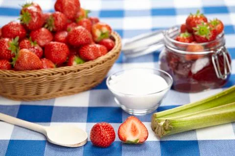 Cooking strawberry jam Stock Photos